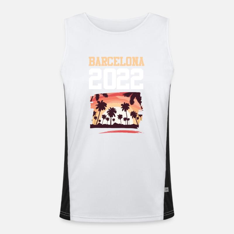 Barcelona 2022 - Men's Functional Contrast Tank Top  - white/black