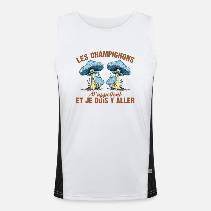 Champignon Forêt Idée Cadeau Nature Automne Hobby Débardeur respirant contrasté Homme 