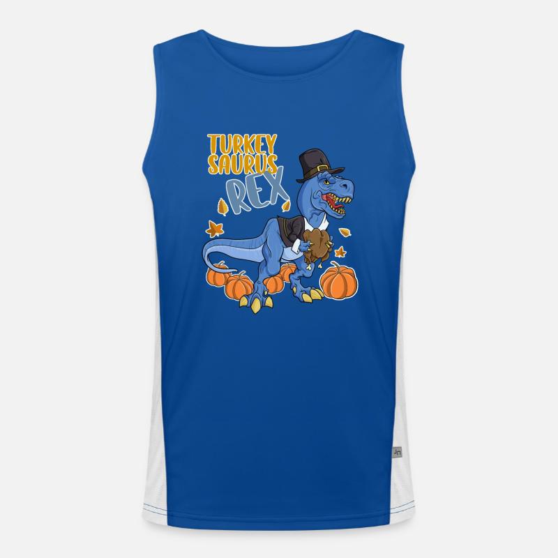 Turkey Saurus Rex I TRex Pilgrim Hat I Dinosaur Funktionelles Kontrast-Tank Top für Männer 
