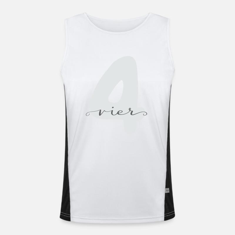 Vier Zahl mit Lettering 4. Geburtstag Funktionelles Kontrast-Tank Top für Männer 