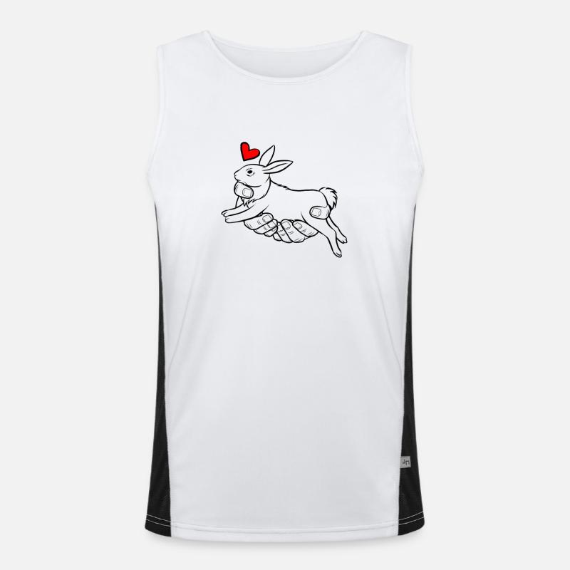 Rabbit Love Funny Hand Caring Rabbit Heart Cool Men's Functional Contrast Tank Top 