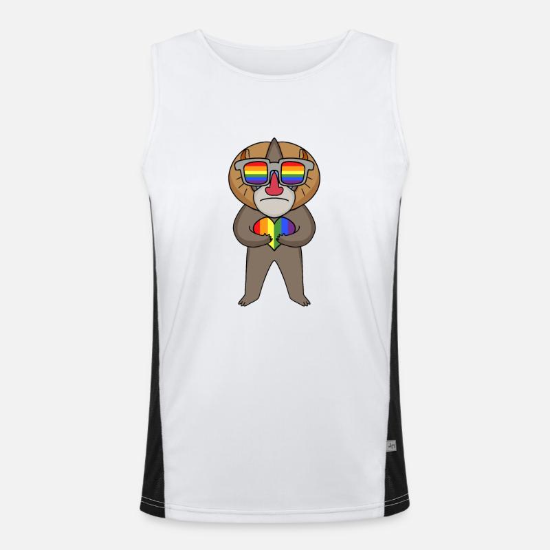 LGBT Tier Affe Mandrill Regenbogen Funktionelles Kontrast-Tank Top für Männer 