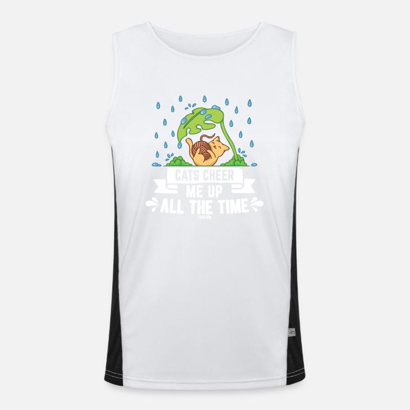 Stubentiger Regentropfen Katze Miau Funktionelles Kontrast-Tank Top für Männer 