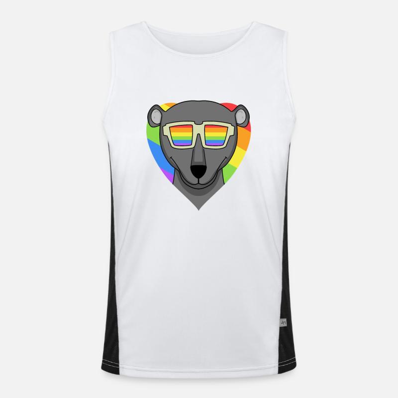 LGBT Tier Schwarzer Panther Regenbogen Herz Funktionelles Kontrast-Tank Top für Männer 