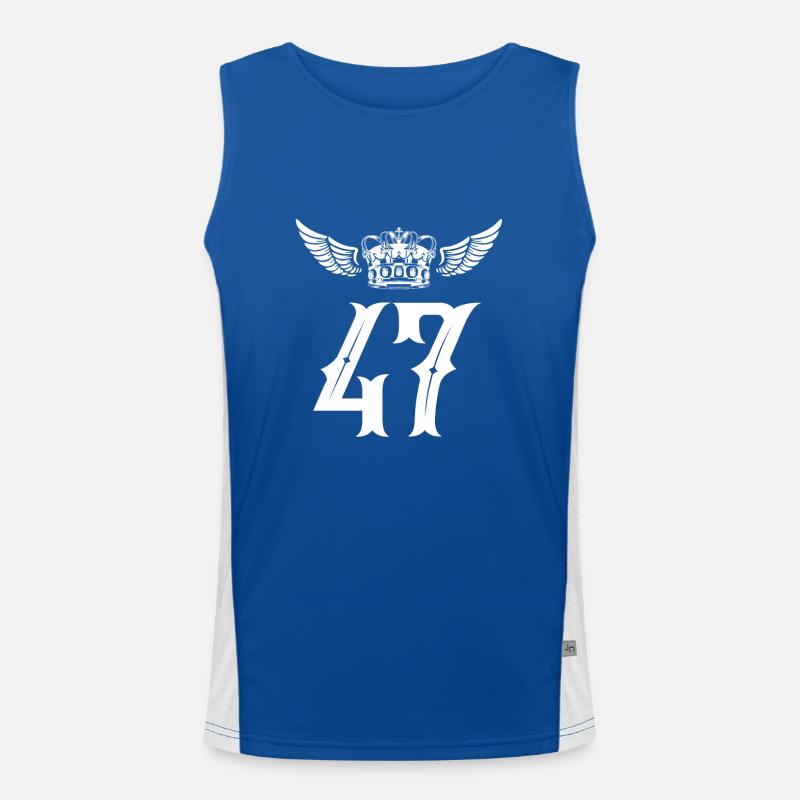 47 Zahl Krone Funktionelles Kontrast-Tank Top für Männer 