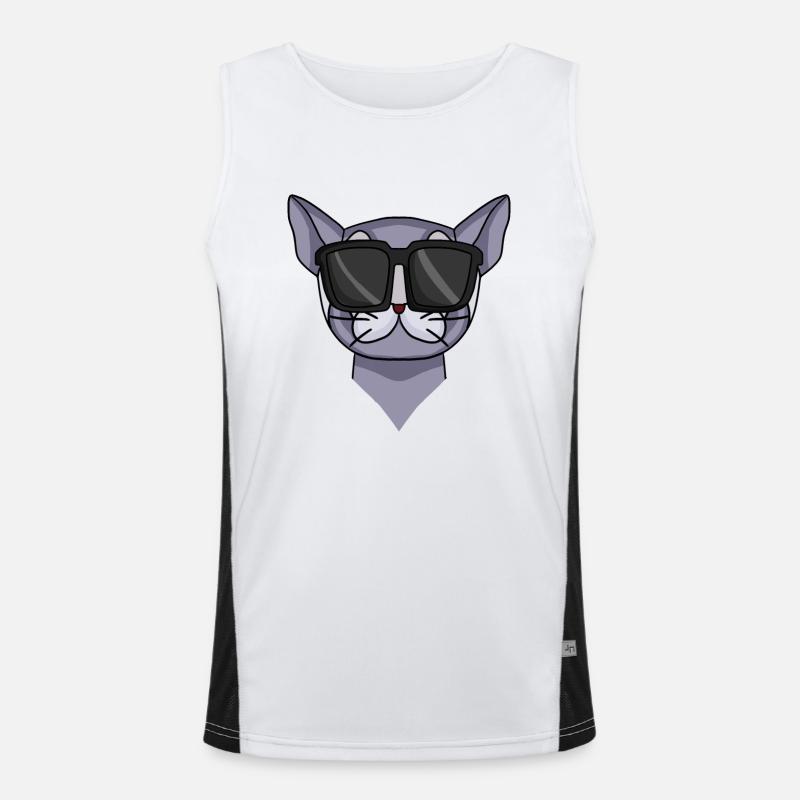 Britisch Kurzhaar Katze mit Sonnenbrille Funktionelles Kontrast-Tank Top für Männer 