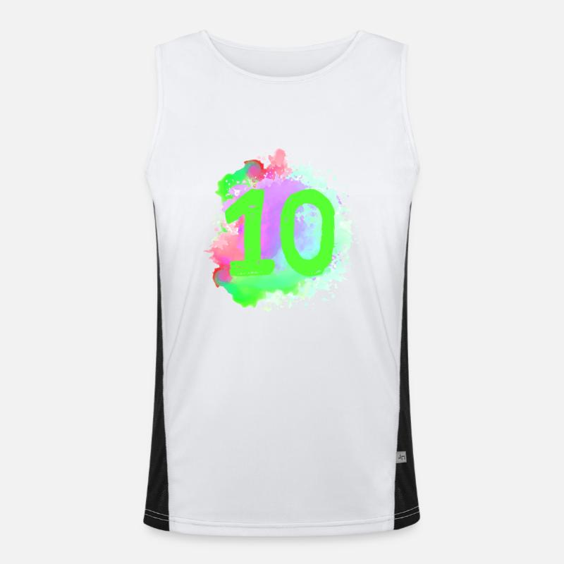 10 Zahl Klecks Funktionelles Kontrast-Tank Top für Männer 