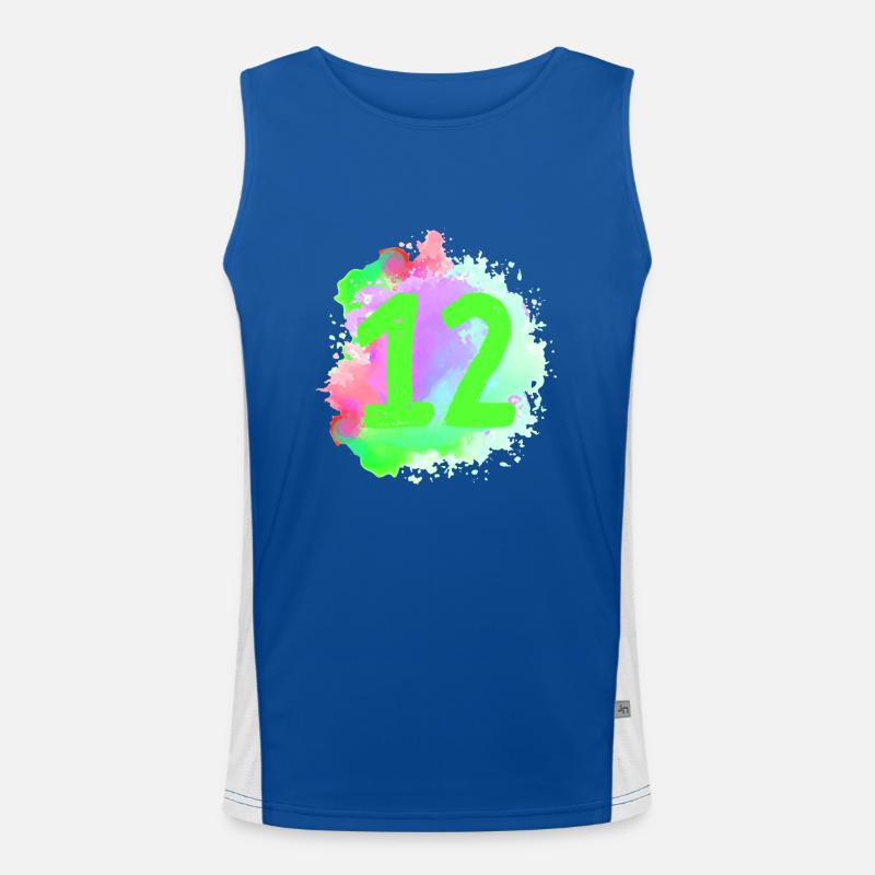 12 Zahl Klecks Funktionelles Kontrast-Tank Top für Männer 