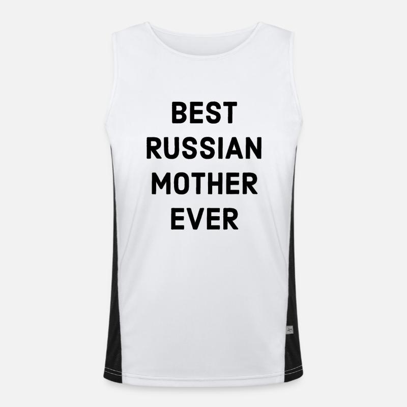 Russische Mutter Spruch Funktionelles Kontrast-Tank Top für Männer 