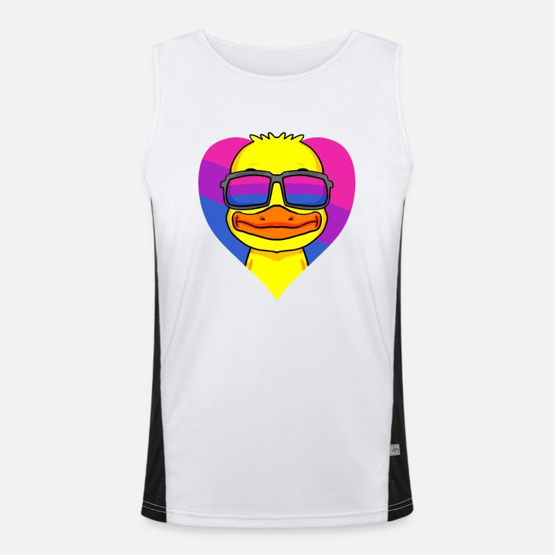 Bisexual Duck Bisexuality Heart Gift Men's Functional Contrast Tank Top 