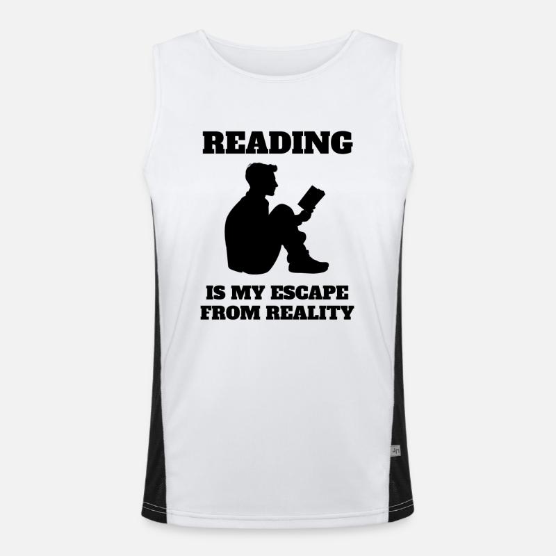 Reading Books Book Lovers Gift Book Reader Men's Functional Contrast Tank Top 