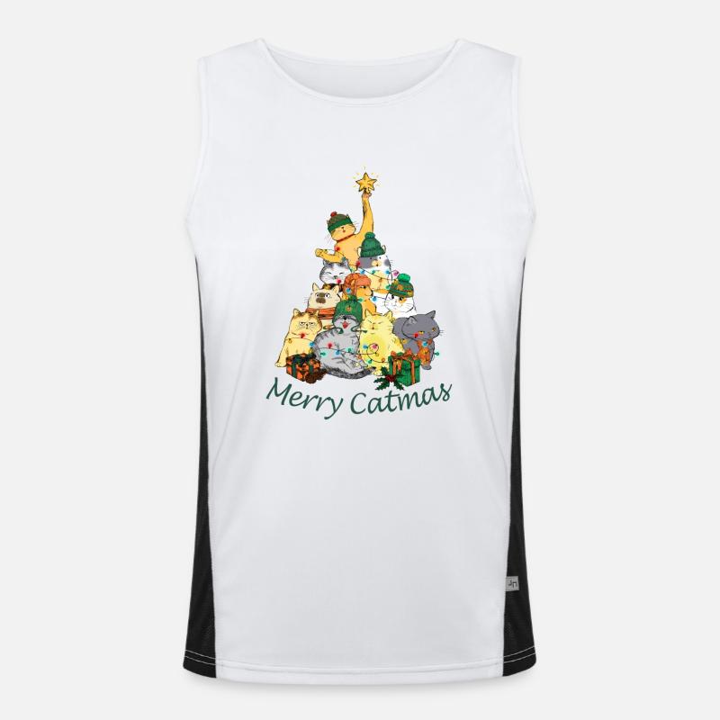 Katzen bilden eine Weihnachtsbaum Pyramidekinderki Funktionelles Kontrast-Tank Top für Männer 