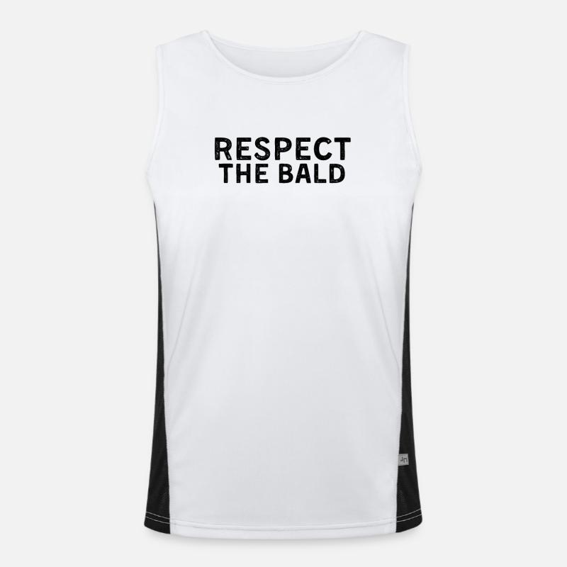 Respect The Baldness Humor Baldy Head Funny Bald Men's Functional Contrast Tank Top 