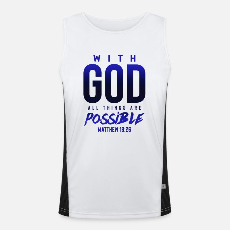 everything is possible with God - Men's Functional Contrast Tank Top  - white/black