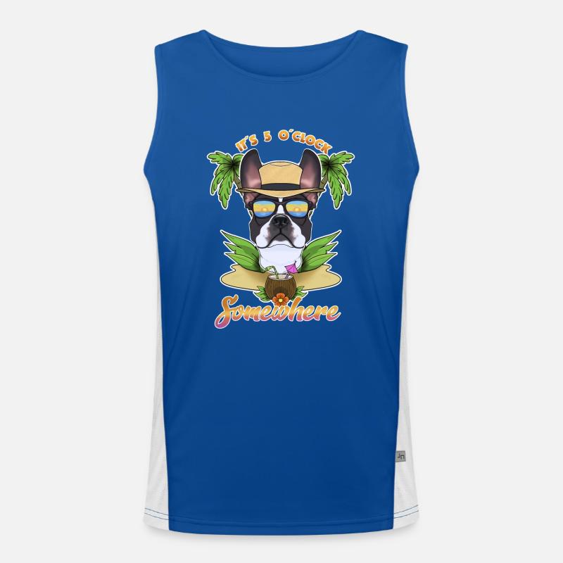 It Is 5 OClock Somewhere Drinking Boston Terrier Funktionelles Kontrast-Tank Top für Männer 