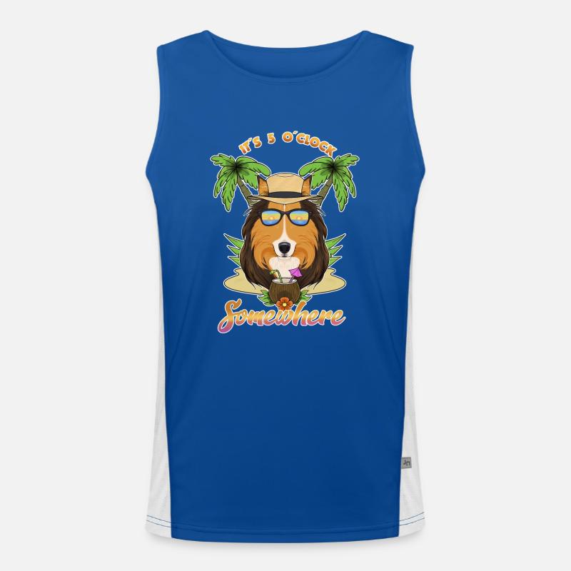It Is 5 OClock Somewhere Drinking Collie Funktionelles Kontrast-Tank Top für Männer 