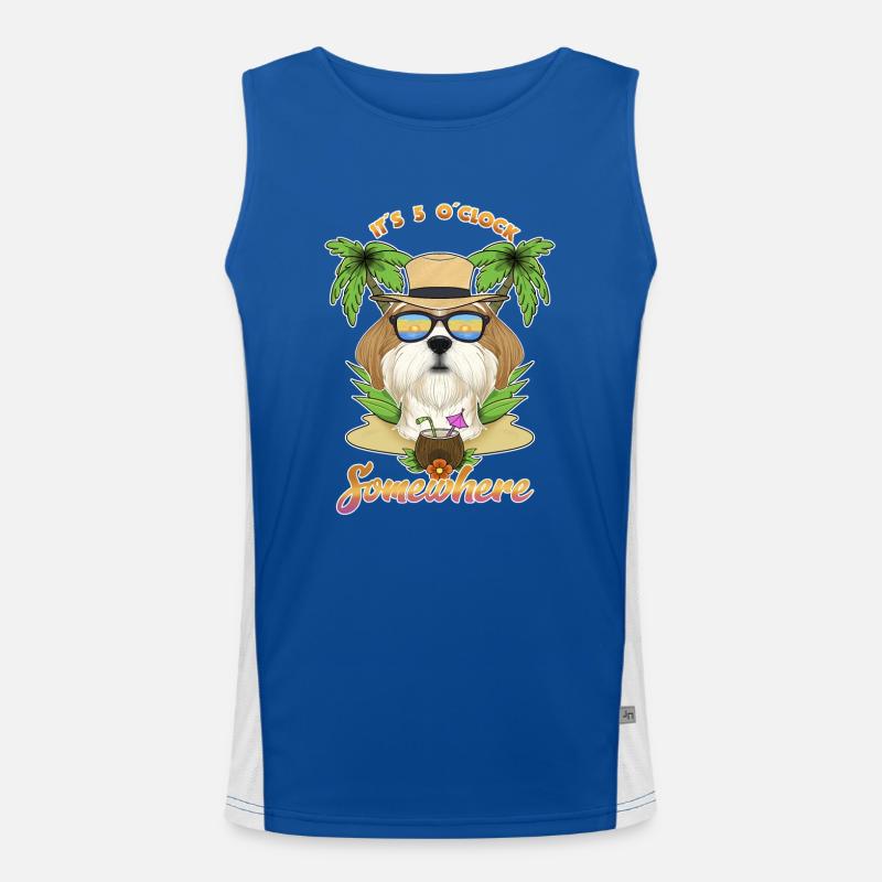 It Is 5 OClock Somewhere Drinking Shih Tzu Funktionelles Kontrast-Tank Top für Männer 