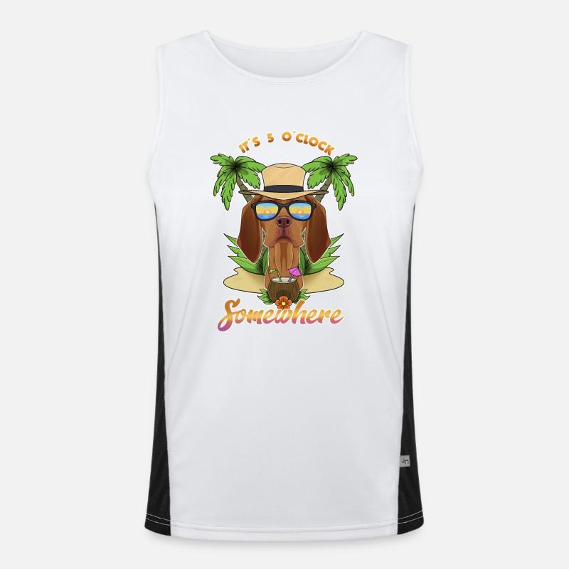 It Is 5 OClock Somewhere Drinking Vizsla Funktionelles Kontrast-Tank Top für Männer 