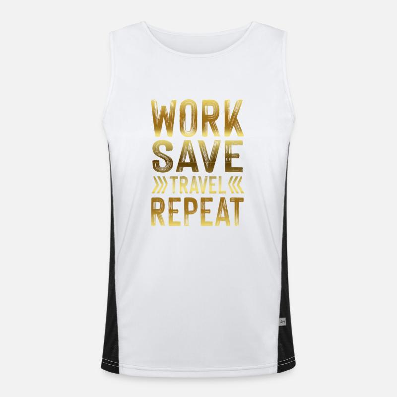 work travel repeat Men's Functional Contrast Tank Top 