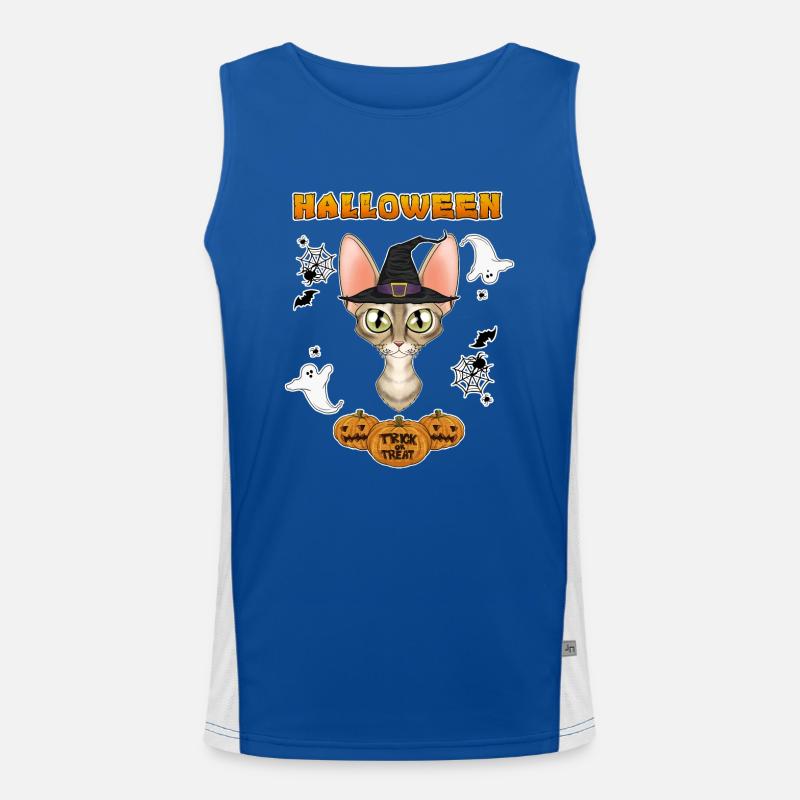 Devon Rex Cat Lover I Happy Halloween Funktionelles Kontrast-Tank Top für Männer 