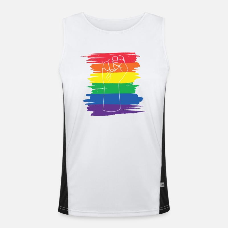 LGBTQ Nonbinary Coloré Rainbow Flag LGBTQ + Pride Débardeur respirant contrasté Homme 