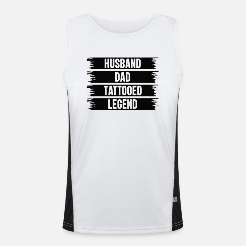 Vater Tattoo Bart Ehemann Papa Legende Funktionelles Kontrast-Tank Top für Männer 