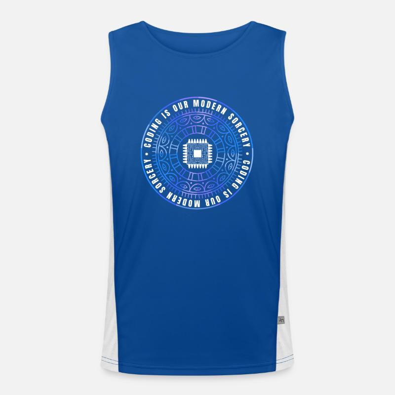 sarkastischer Magie des Codens Spruch Funktionelles Kontrast-Tank Top für Männer 