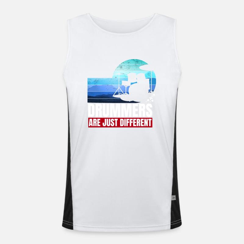 lustiger Schlagzeuger Spruch Funktionelles Kontrast-Tank Top für Männer 