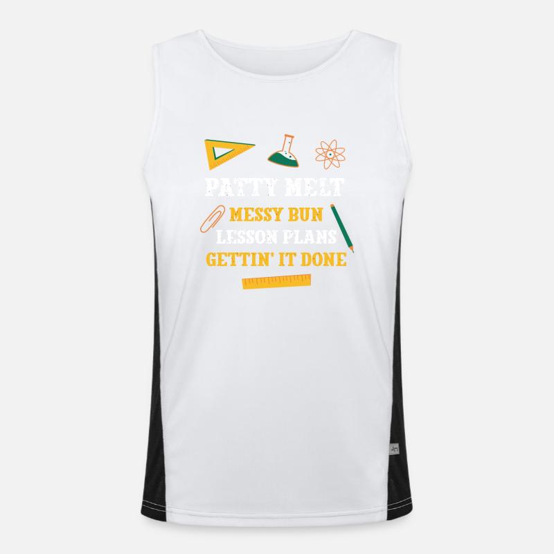 Patty Melt Messy Bun Lesson Plans Funny Teacher Men's Functional Contrast Tank Top 