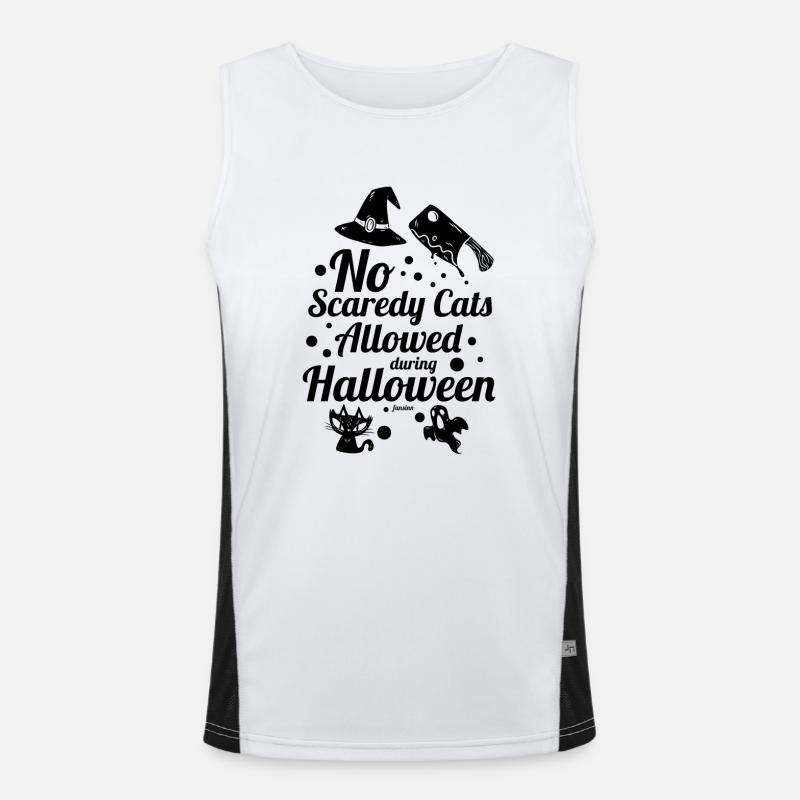 Katze Angst Halloween Horror Hexenhut Funktionelles Kontrast-Tank Top für Männer 