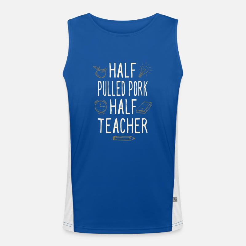 Half Pulled Pork Half Teacher Funny Professor Funktionelles Kontrast-Tank Top für Männer 