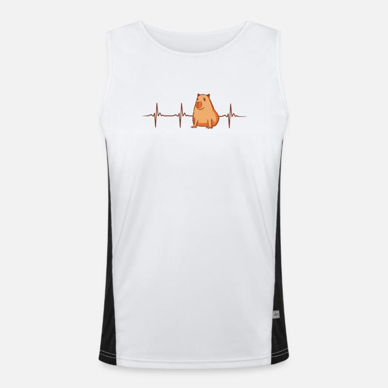 Cooler Capybara Herzschlag Funktionelles Kontrast-Tank Top für Männer 