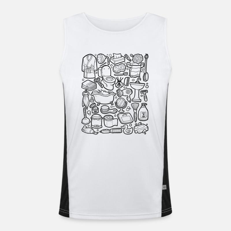 Cuarto de baño Doodle Camiseta funcional de tirantes en contraste para hombre 