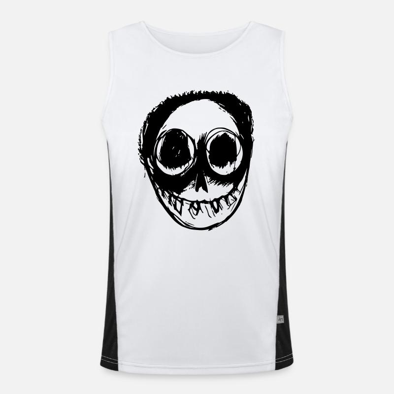 Halloween Creepy Sketch Face Horror Vector Men's Functional Contrast Tank Top 