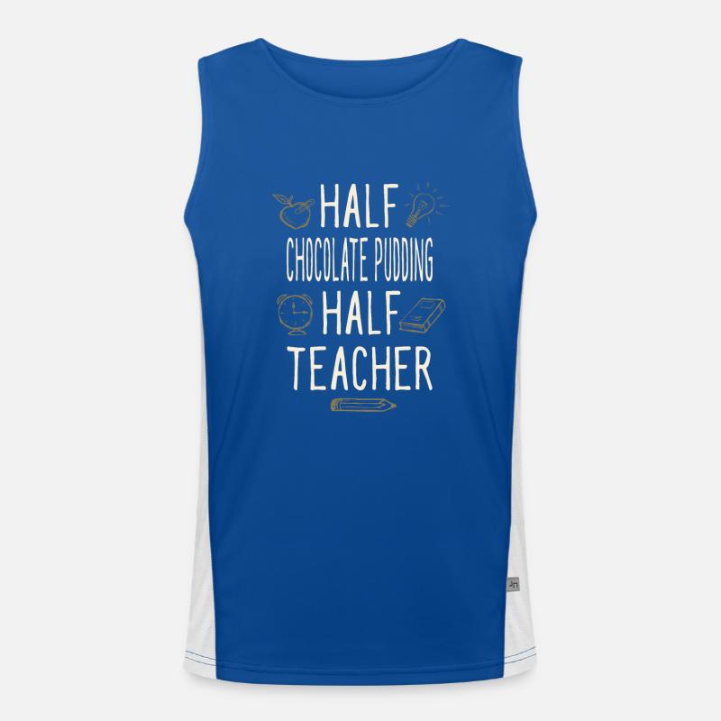 Half Chocolate Pudding Half Teacher Funny Funktionelles Kontrast-Tank Top für Männer 