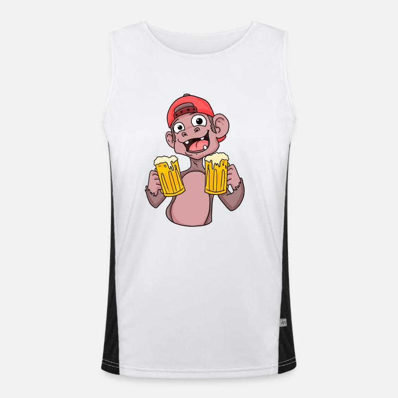 Affe mit Biergläser Funktionelles Kontrast-Tank Top für Männer 