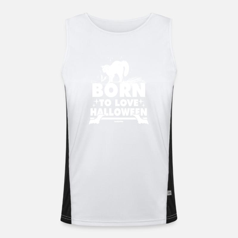 verzauberte Katze ist eine Hexe an Halloween Funktionelles Kontrast-Tank Top für Männer 