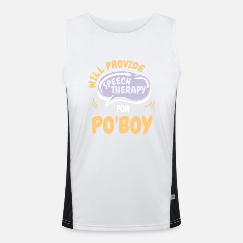Provide Speech Therapy for Po'Boy Funny Speech Men's Functional Contrast Tank Top 