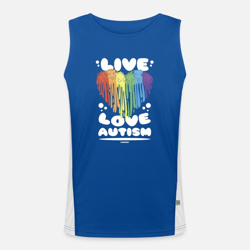 Autismus Regenbogen Herz Liebe Funktionelles Kontrast-Tank Top für Männer 