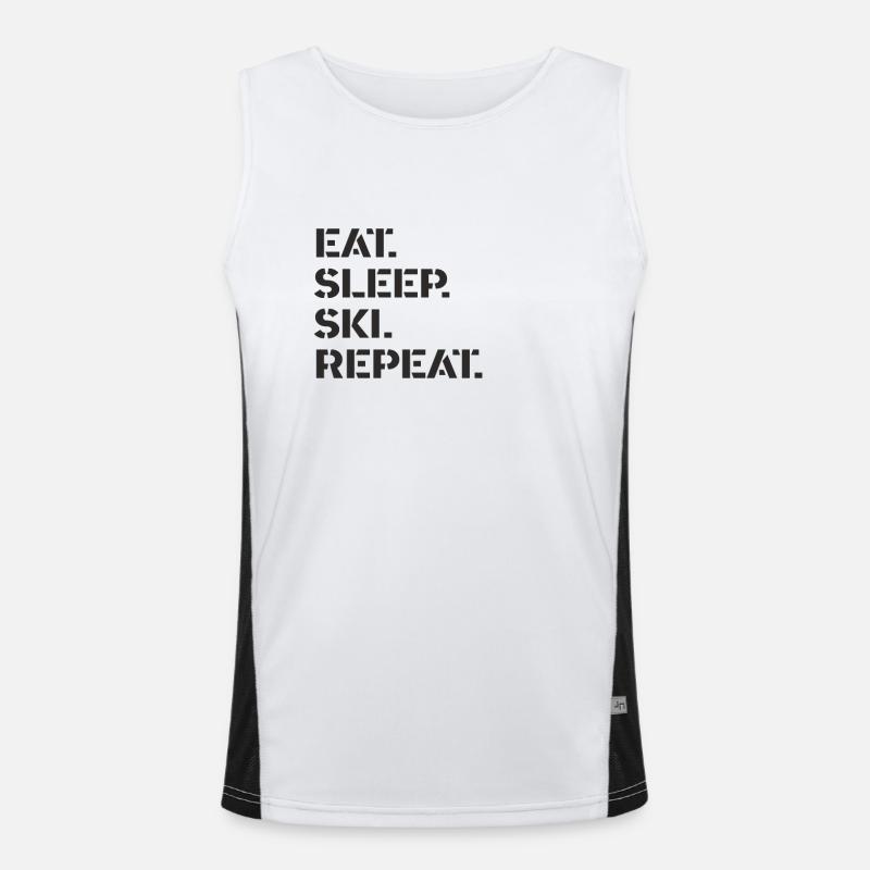Ski - eat. Sleep. ski. repeat. Men's Functional Contrast Tank Top 