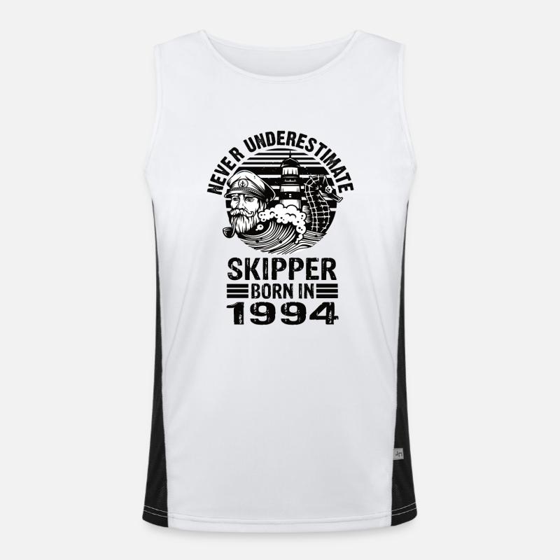 Never Underestimate Skipper born in 1994 Men's Functional Contrast Tank Top 