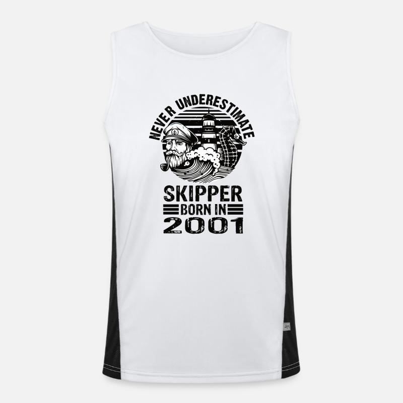 Never Underestimate Skipper born in 2001 Funktionelles Kontrast-Tank Top für Männer 