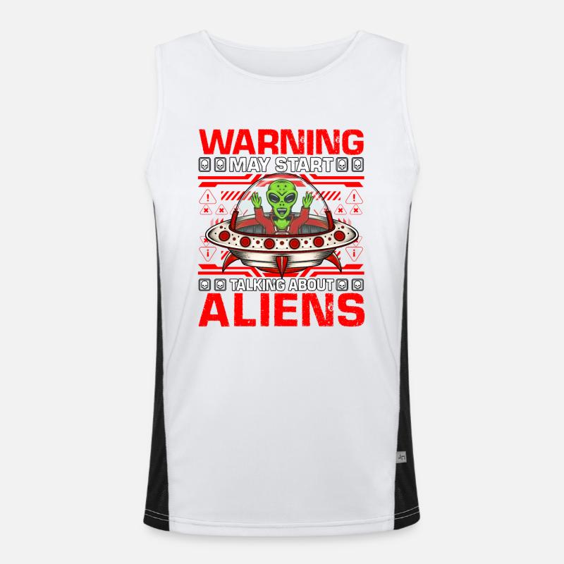 Warning may start talking about Aliens Funktionelles Kontrast-Tank Top für Männer 