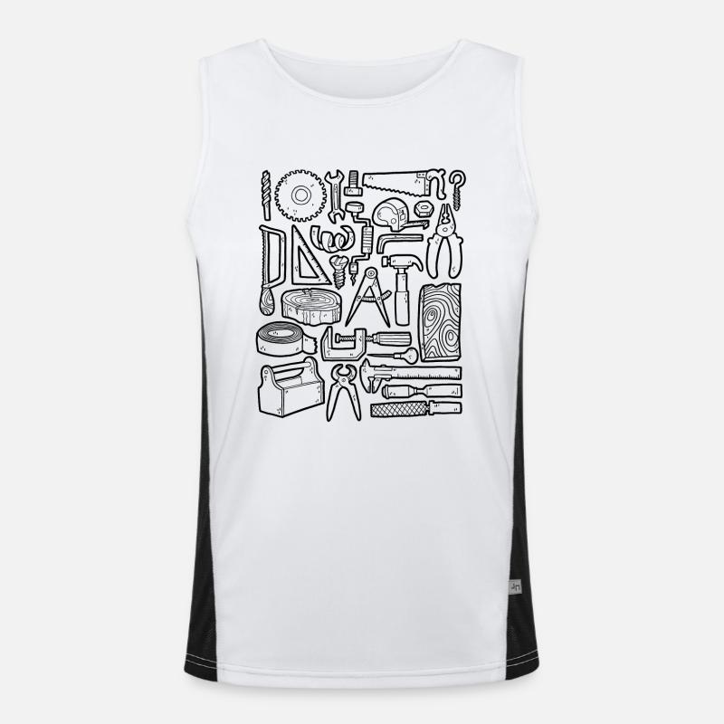 Carpenter, carpenter and carpenter Doodles - Men's Functional Contrast Tank Top  - white/black