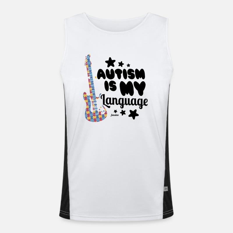 Gitarrre Autismus Rockmusik Puzzle Autist Funktionelles Kontrast-Tank Top für Männer 