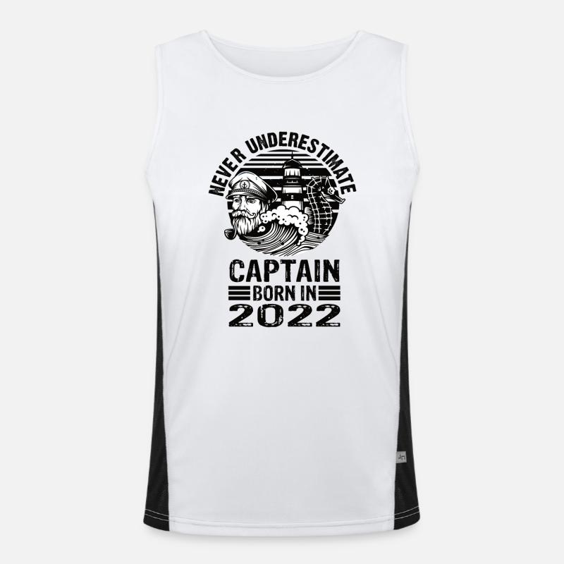Never Underestimate Captain né en 2022 Débardeur respirant contrasté Homme 
