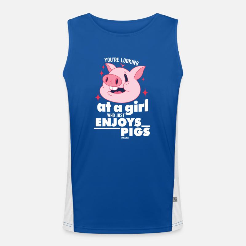 Schwein Bauernhof Mädchen Funktionelles Kontrast-Tank Top für Männer 