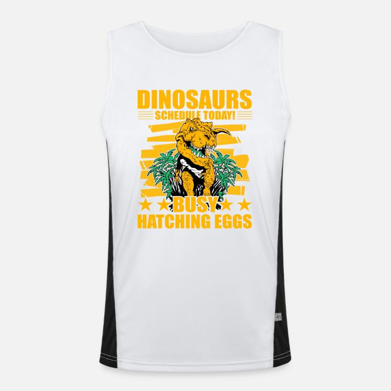 Dinosaurs schedule today busy hatching eggs Men's Functional Contrast Tank Top 