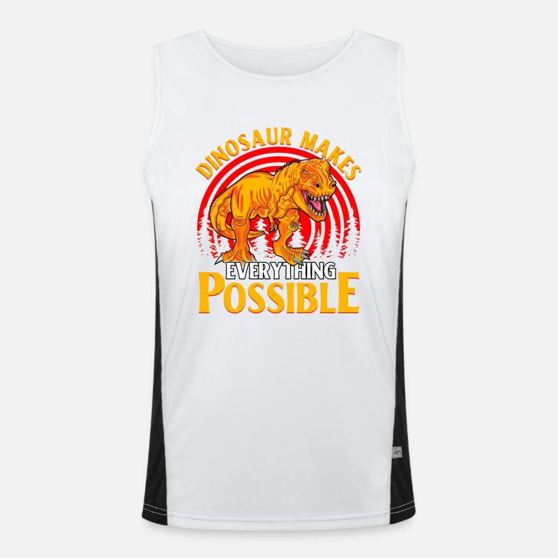 Dinosaur makes everything possible Funktionelles Kontrast-Tank Top für Männer 