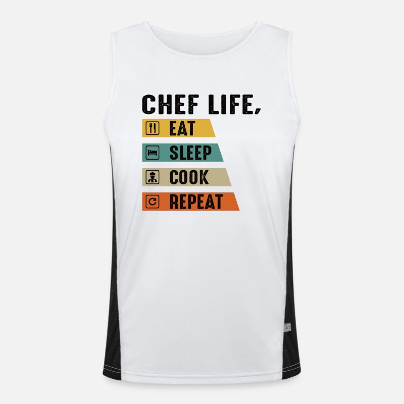 Chef Beani, Chef, Kitchen, Five Star, Gold, 5, Men's Functional Contrast Tank Top 